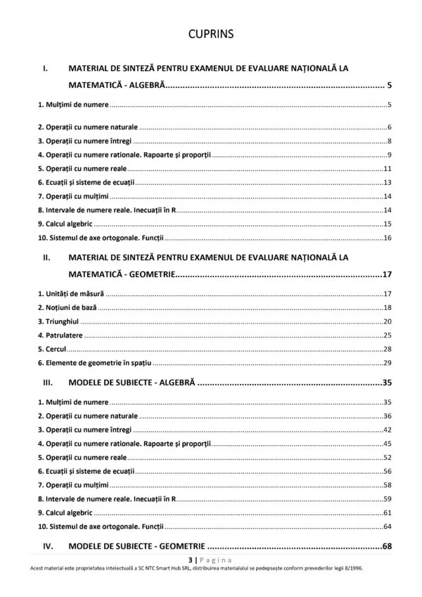SINTEZĂ + CULEGERE modele subiecte examen​ Evaluarea Națională matematică PDF - imagine 8