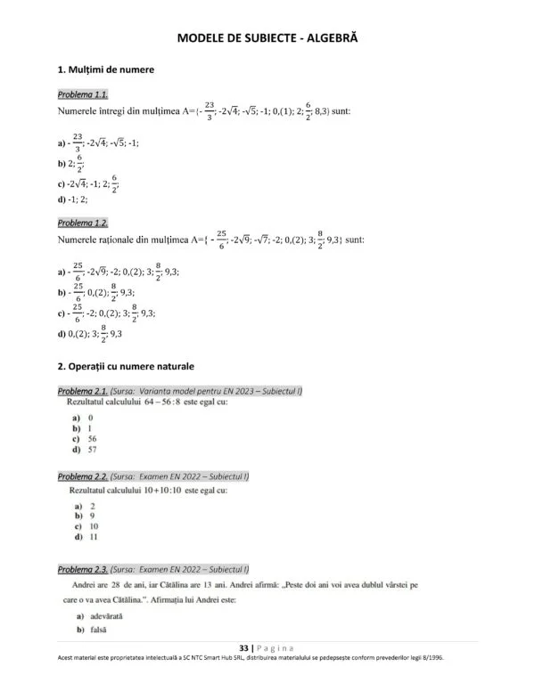 culegere evaluarea nationala matematica
